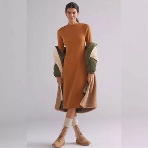 Daily Practice by Anthropologie Honey Ribbed Mock Neck Midi Dress Size XS